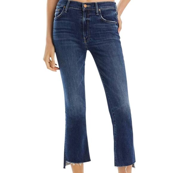 MOTHER Denim Jeans Women's 16 Blue Inside Crop Step Fray Teaming Up Comfort - Picture 1 of 6